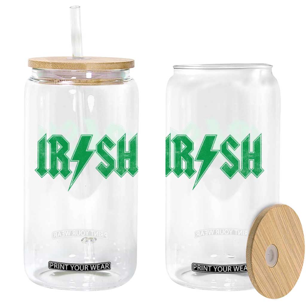 Funny Irish Rocker St Patrickss Day Lightning Bolt Rock and Roll Glass Can TS11 Print Your Wear
