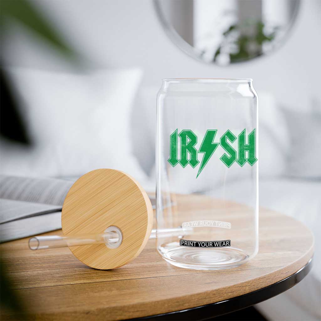 Funny Irish Rocker St Patrickss Day Lightning Bolt Rock and Roll Glass Can TS11 Print Your Wear