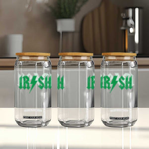 Funny Irish Rocker St Patrickss Day Lightning Bolt Rock and Roll Glass Can TS11 Print Your Wear