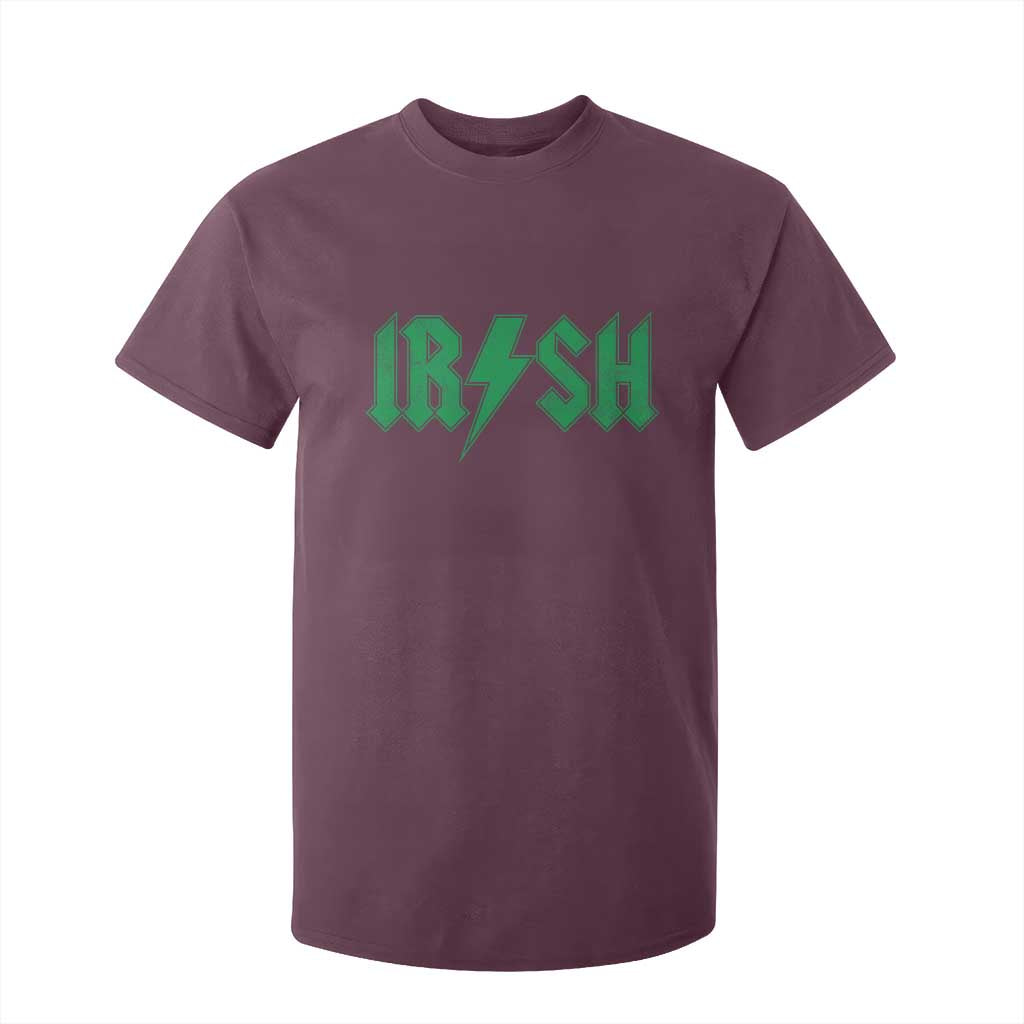 Funny Irish Rocker St Patrickss Day Lightning Bolt Rock and Roll T Shirt For Kid TS11 Maroon Print Your Wear