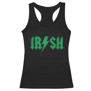 Funny Irish Rocker St Patrickss Day Lightning Bolt Rock and Roll Racerback Tank Top TS11 Black Print Your Wear