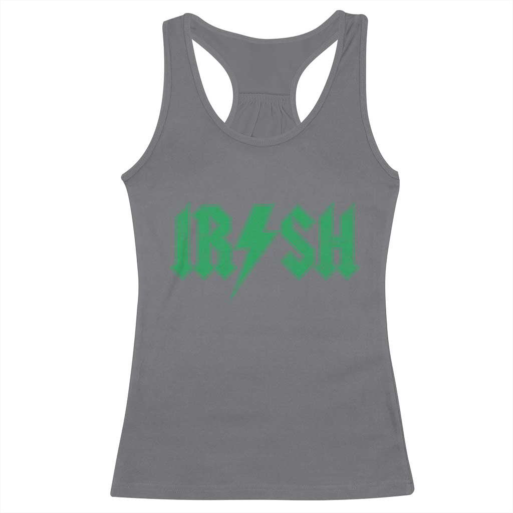 Funny Irish Rocker St Patrickss Day Lightning Bolt Rock and Roll Racerback Tank Top TS11 Charcoal Print Your Wear
