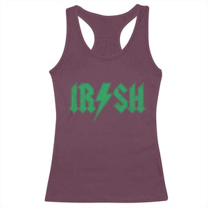 Funny Irish Rocker St Patrickss Day Lightning Bolt Rock and Roll Racerback Tank Top TS11 Maroon Print Your Wear