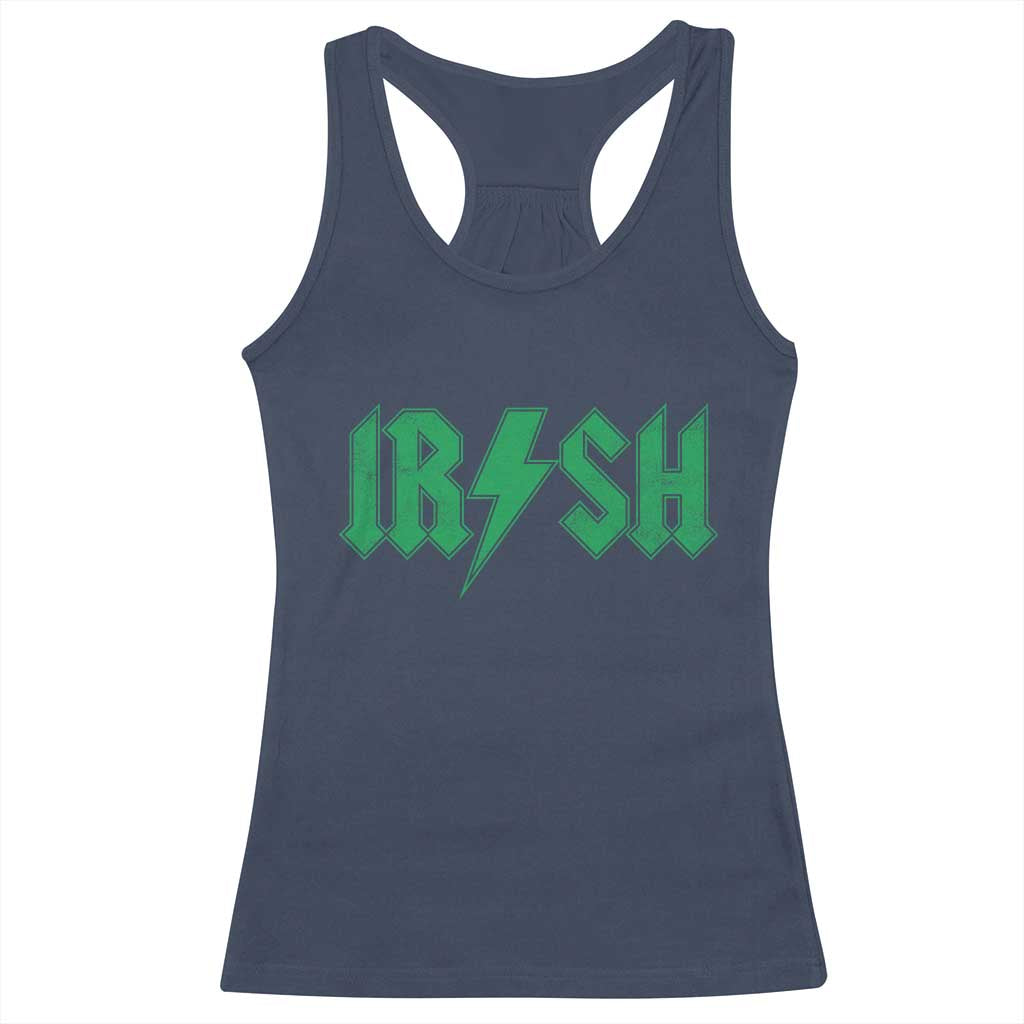 Funny Irish Rocker St Patrickss Day Lightning Bolt Rock and Roll Racerback Tank Top TS11 Navy Print Your Wear