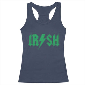 Funny Irish Rocker St Patrickss Day Lightning Bolt Rock and Roll Racerback Tank Top TS11 Navy Print Your Wear