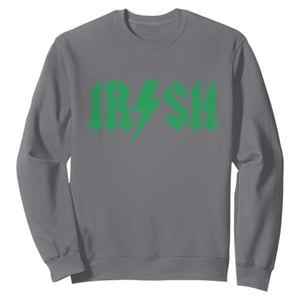Funny Irish Rocker St Patrickss Day Lightning Bolt Rock and Roll Sweatshirt TS11 Charcoal Print Your Wear