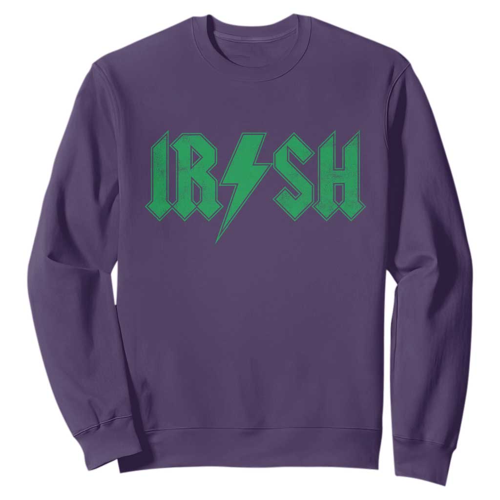 Funny Irish Rocker St Patrickss Day Lightning Bolt Rock and Roll Sweatshirt TS11 Purple Print Your Wear