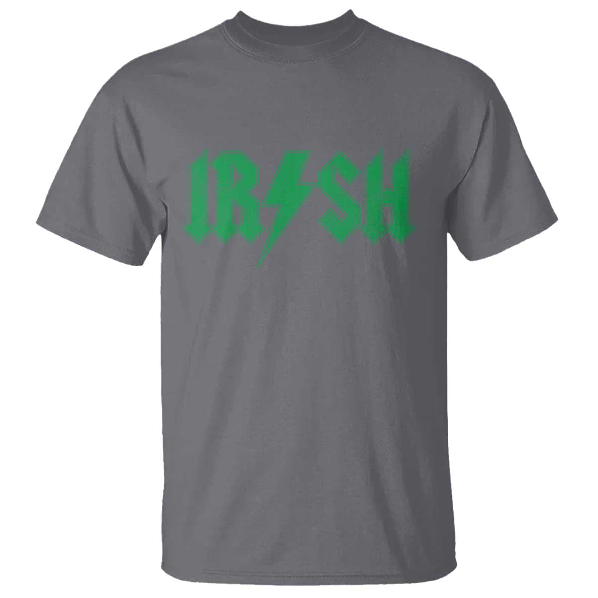Funny Irish Rocker St Patrickss Day Lightning Bolt Rock and Roll T Shirt TS11 Charcoal Print Your Wear