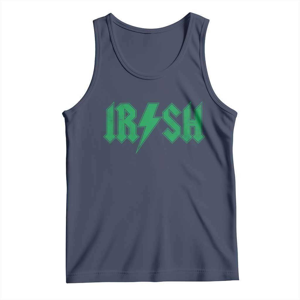Funny Irish Rocker St Patrickss Day Lightning Bolt Rock and Roll Tank Top TS11 Navy Print Your Wear