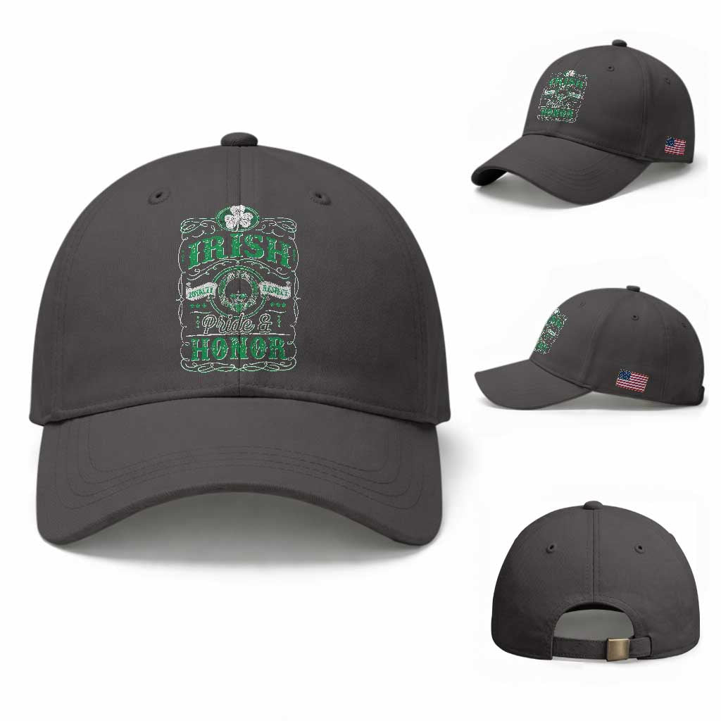 Vintage Irish Pride And Honor St Patricks Day Baseball Cap TS11 Baseball Cap Universal Fit Dark Gray Print Your Wear