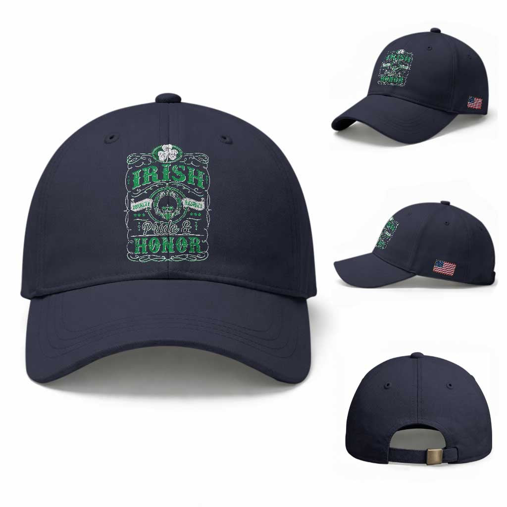 Vintage Irish Pride And Honor St Patricks Day Baseball Cap TS11 Baseball Cap Universal Fit Navy Print Your Wear