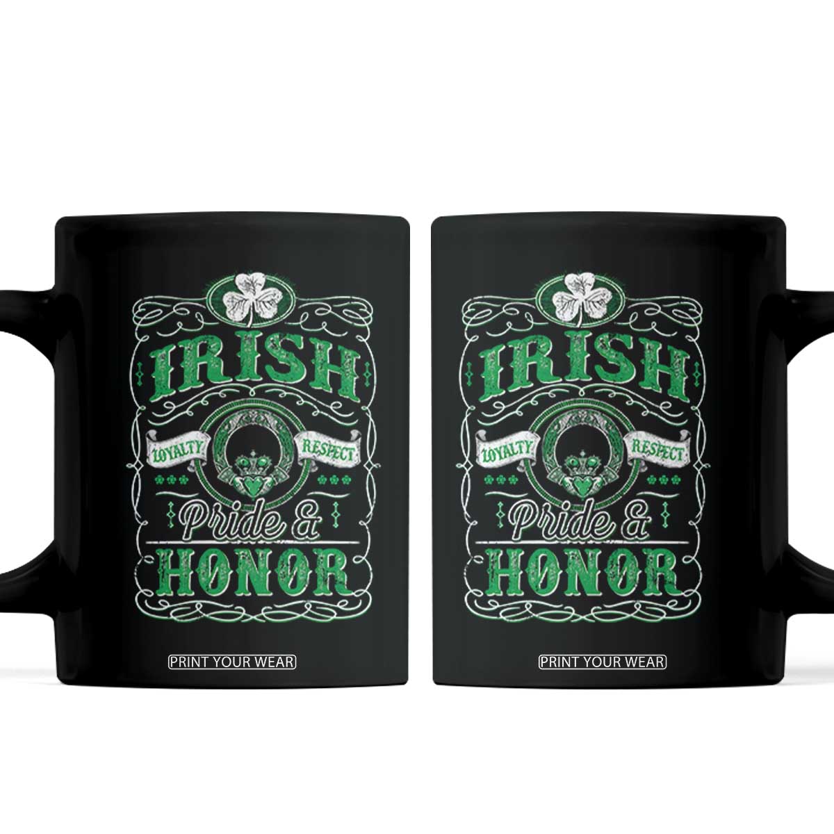 Vintage Irish Pride And Honor St Patricks Day Coffee Mug TS11 Black Print Your Wear