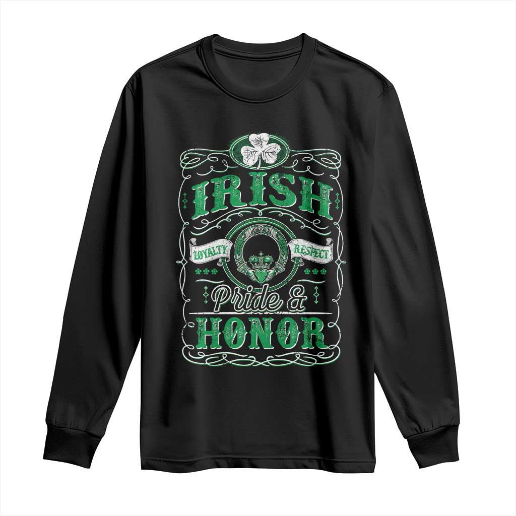Vintage Irish Pride And Honor St Patricks Day Long Sleeve Shirt TS11 Black Print Your Wear