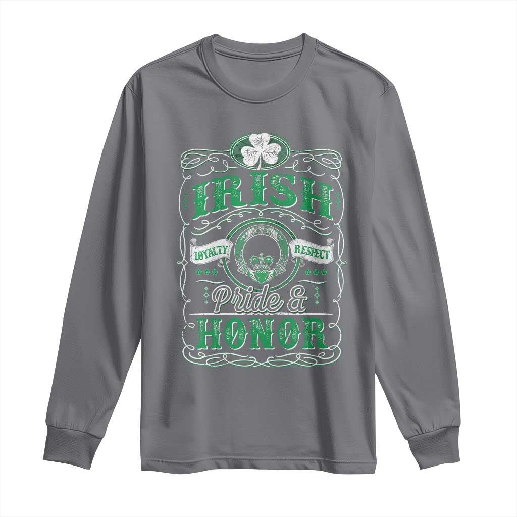 Vintage Irish Pride And Honor St Patricks Day Long Sleeve Shirt TS11 Charcoal Print Your Wear