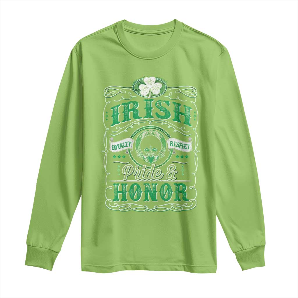 Vintage Irish Pride And Honor St Patricks Day Long Sleeve Shirt TS11 Lime Print Your Wear