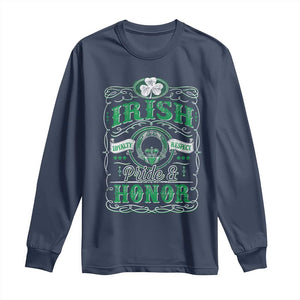 Vintage Irish Pride And Honor St Patricks Day Long Sleeve Shirt TS11 Navy Print Your Wear