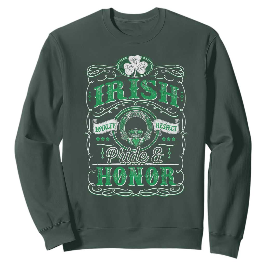 Vintage Irish Pride And Honor St Patricks Day Sweatshirt TS11 Dark Forest Green Print Your Wear