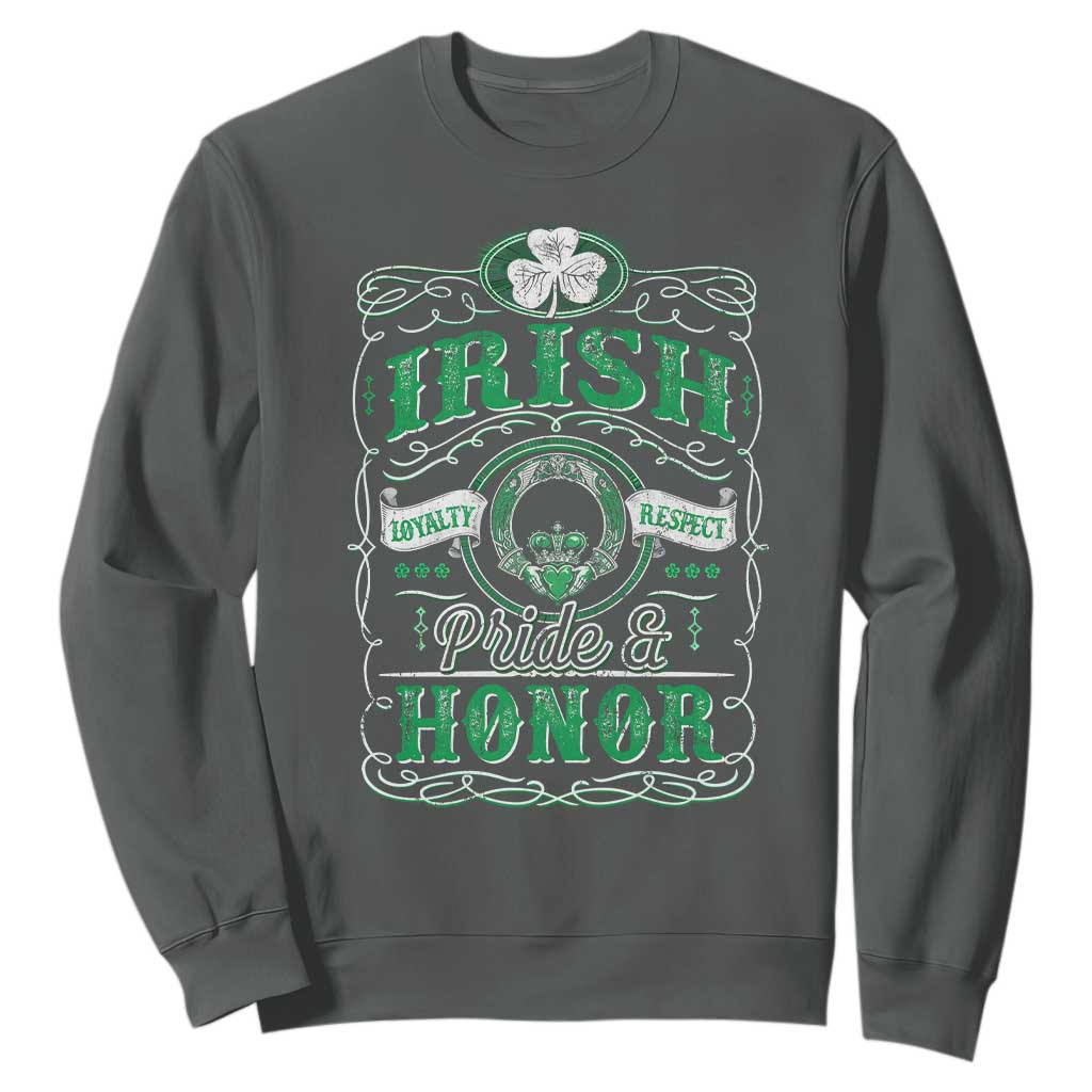 Vintage Irish Pride And Honor St Patricks Day Sweatshirt TS11 Dark Heather Print Your Wear