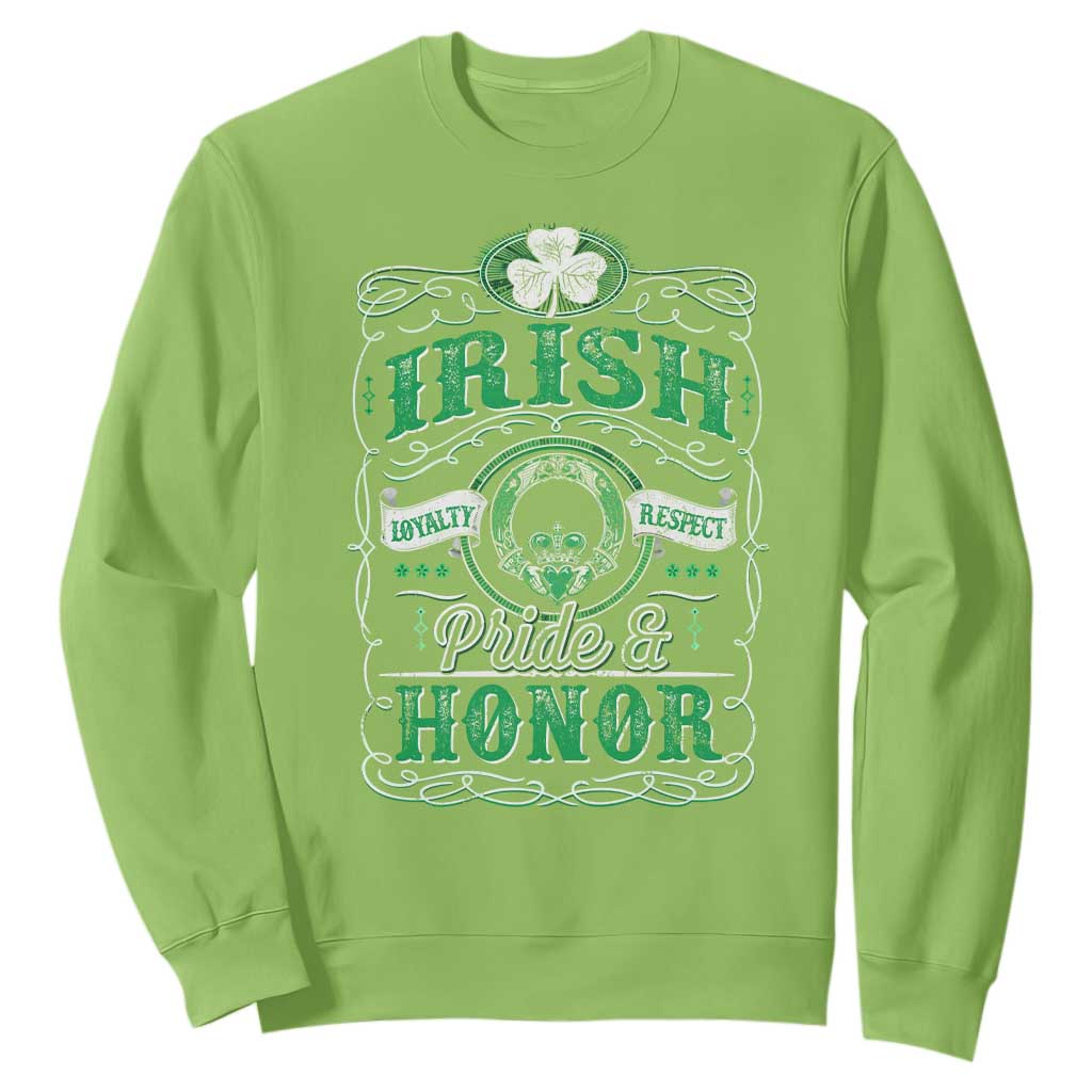 Vintage Irish Pride And Honor St Patricks Day Sweatshirt TS11 Lime Print Your Wear