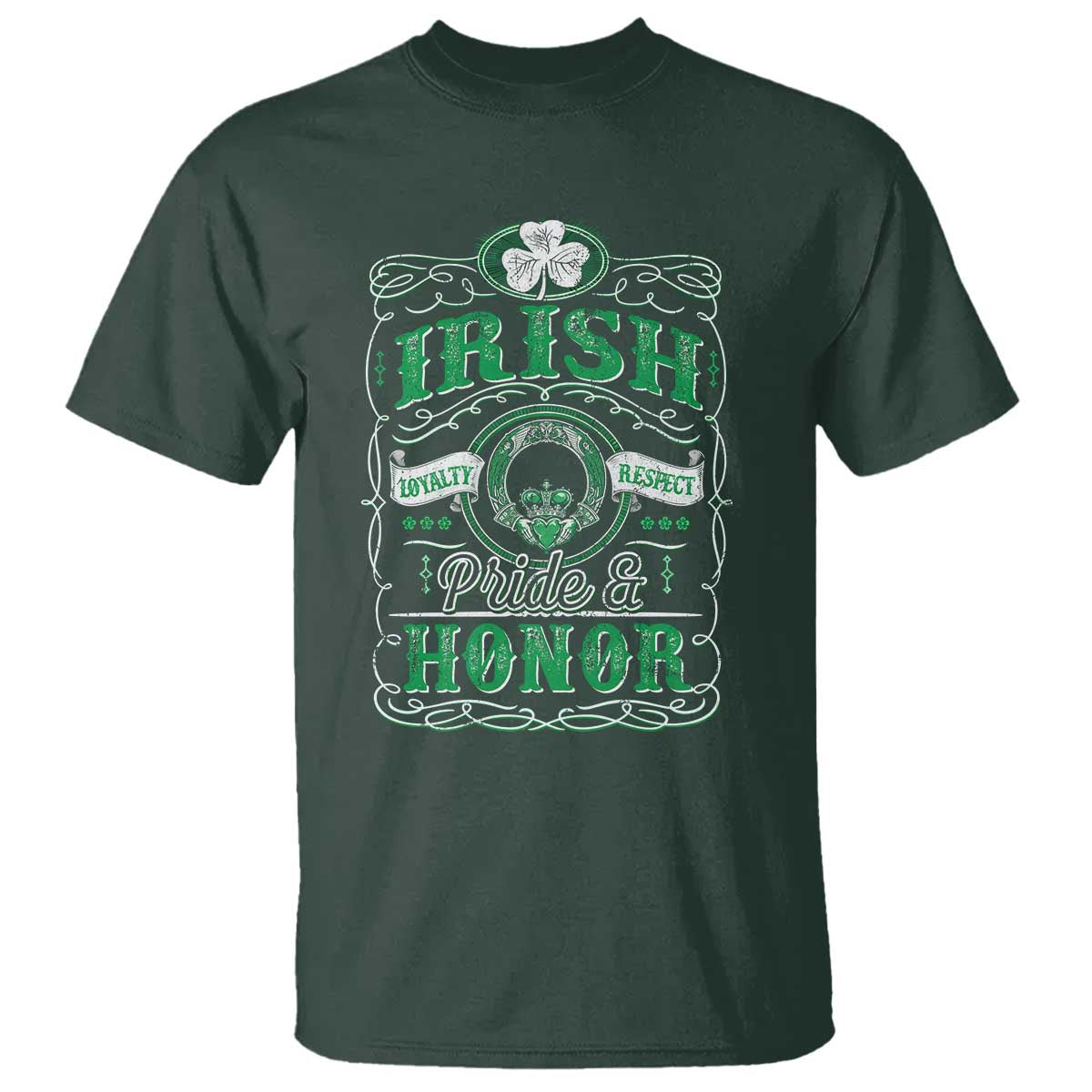 Vintage Irish Pride And Honor St Patricks Day T Shirt TS11 Dark Forest Green Print Your Wear