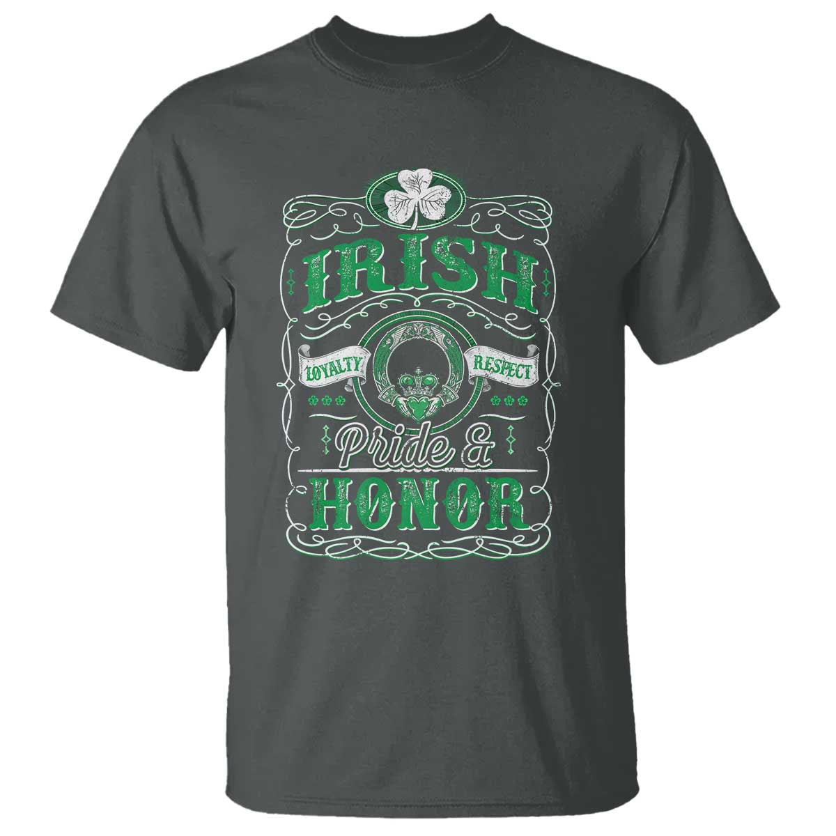 Vintage Irish Pride And Honor St Patricks Day T Shirt TS11 Dark Heather Print Your Wear