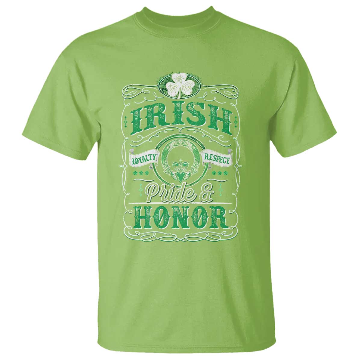 Vintage Irish Pride And Honor St Patricks Day T Shirt TS11 Lime Print Your Wear