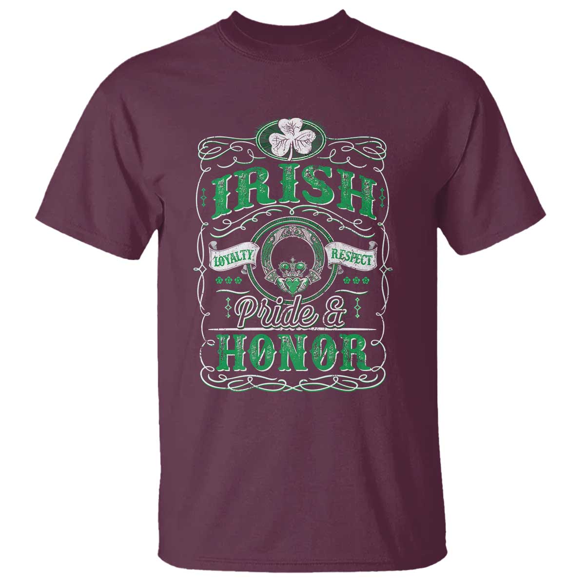 Vintage Irish Pride And Honor St Patricks Day T Shirt TS11 Maroon Print Your Wear