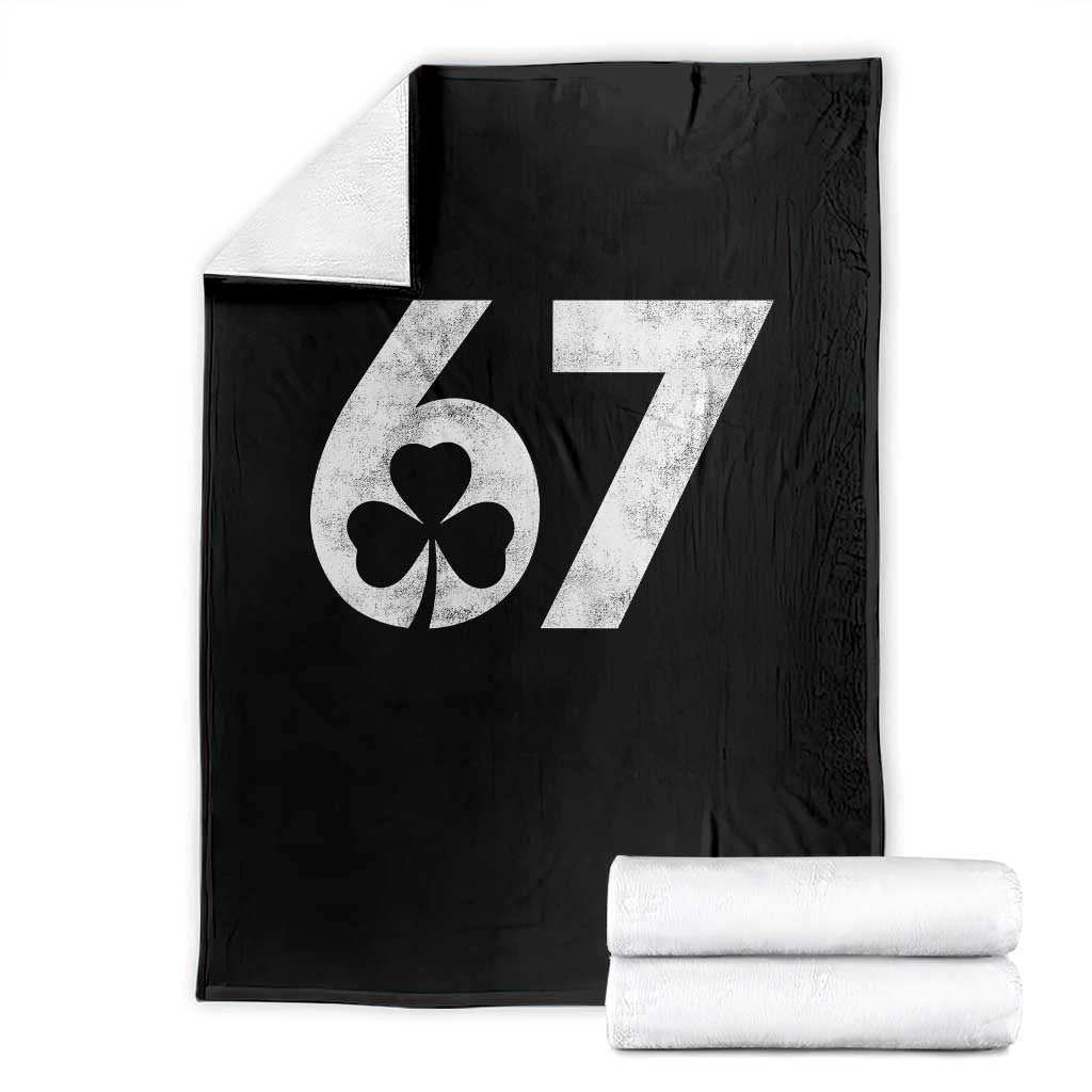 Funny St Patricks Day 67 Six Seven Vintage Shamrock Throw Blanket TS11 Black Print Your Wear