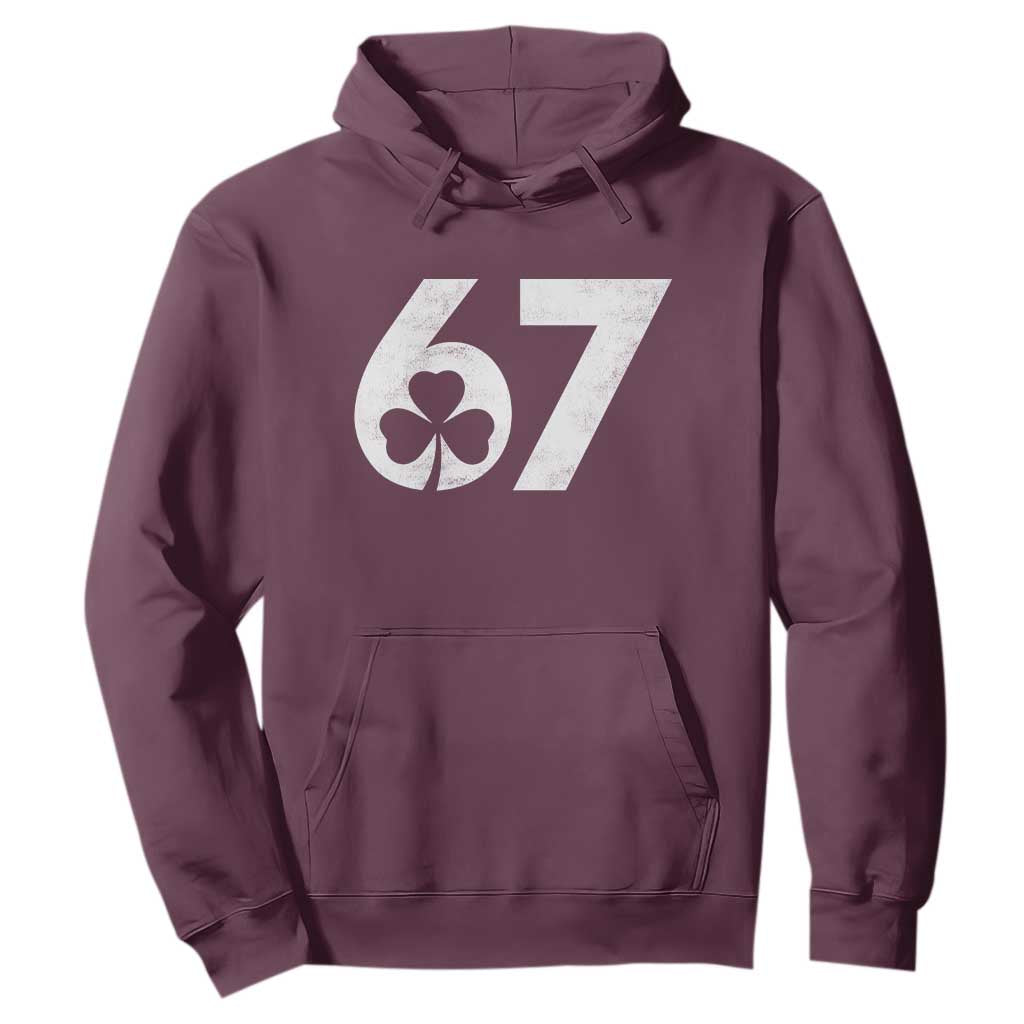 Funny St Patricks Day 67 Six Seven Vintage Shamrock Hoodie TS11 Maroon Print Your Wear