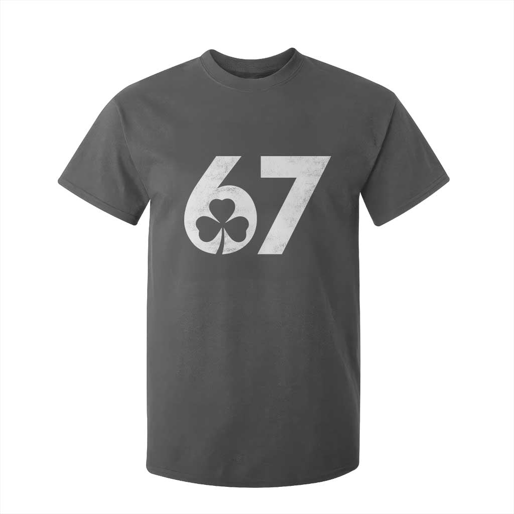 Funny St Patricks Day 67 Six Seven Vintage Shamrock T Shirt For Kid TS11 Dark Heather Print Your Wear