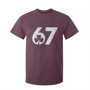Funny St Patricks Day 67 Six Seven Vintage Shamrock T Shirt For Kid TS11 Maroon Print Your Wear