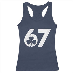 Funny St Patricks Day 67 Six Seven Vintage Shamrock Racerback Tank Top TS11 Navy Print Your Wear