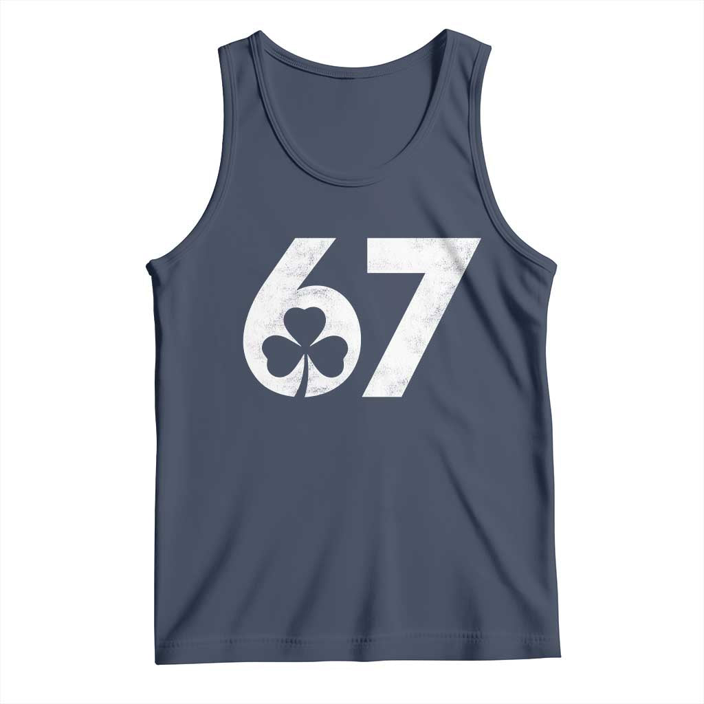 Funny St Patricks Day 67 Six Seven Vintage Shamrock Tank Top TS11 Navy Print Your Wear