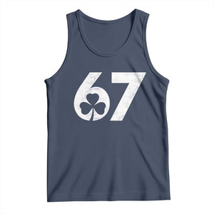 Funny St Patricks Day 67 Six Seven Vintage Shamrock Tank Top TS11 Navy Print Your Wear