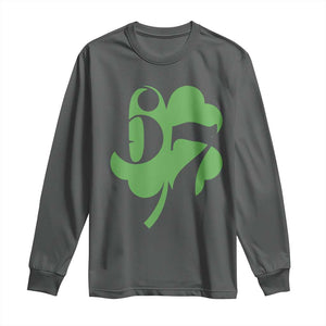Funny St Patricks Day 67 Six Seven Meme Shamrock Long Sleeve Shirt TS11 Dark Heather Print Your Wear