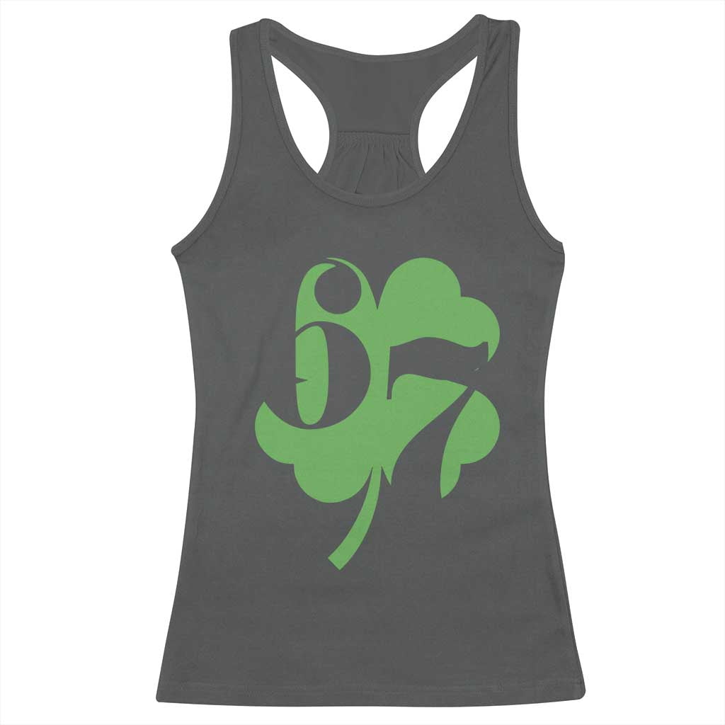 Funny St Patricks Day 67 Six Seven Meme Shamrock Racerback Tank Top TS11 Dark Heather Print Your Wear