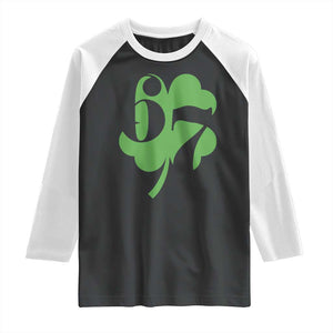 Funny St Patricks Day 67 Six Seven Meme Shamrock Raglan Shirt TS11 Black White Print Your Wear