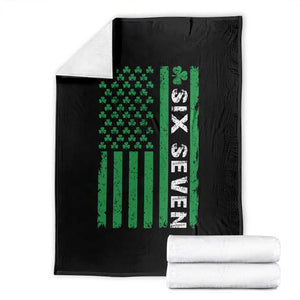 Six Seven 67 St Patricks Day Shamrock Vintage American Flag Throw Blanket TS11 Black Print Your Wear