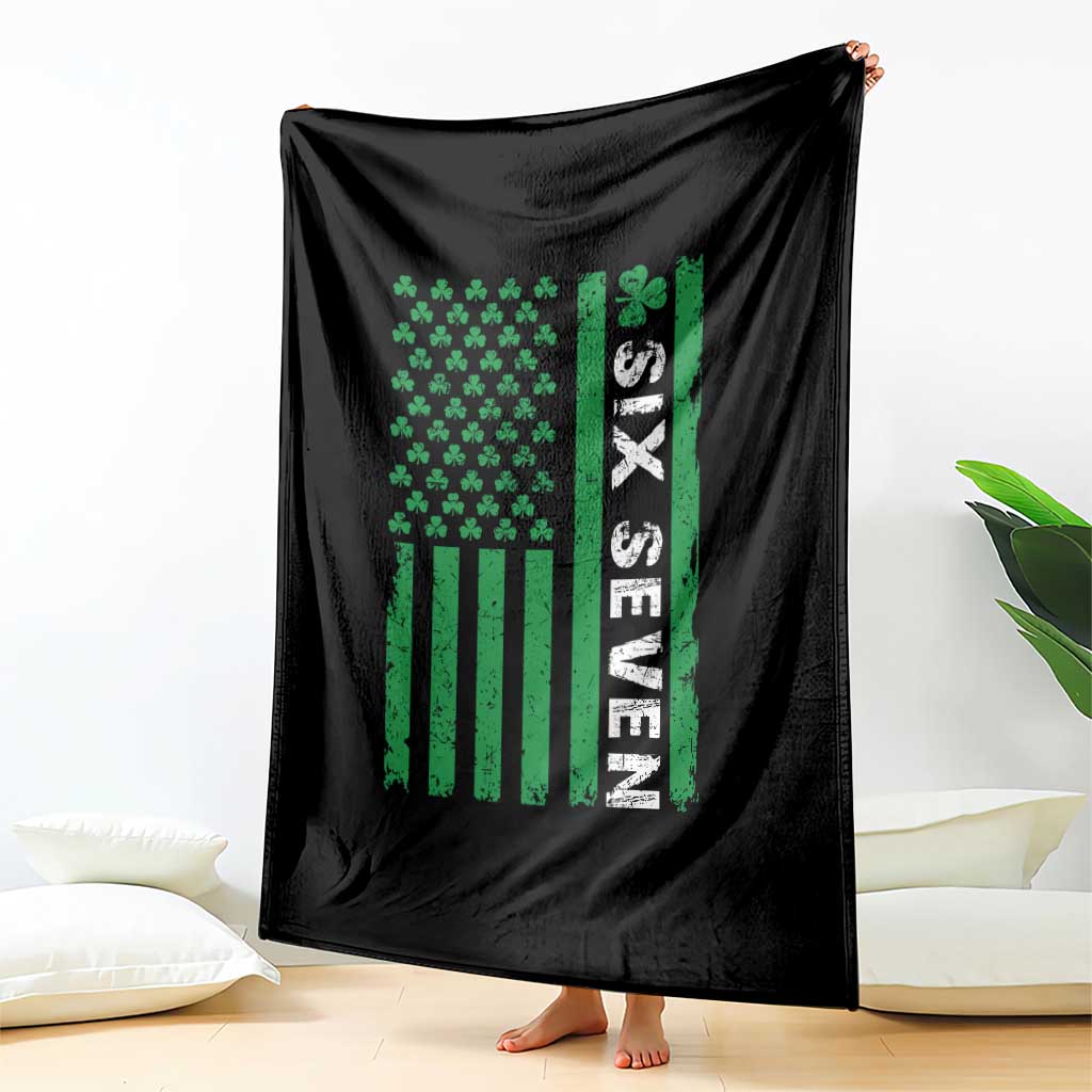 Six Seven 67 St Patricks Day Shamrock Vintage American Flag Throw Blanket TS11 Print Your Wear
