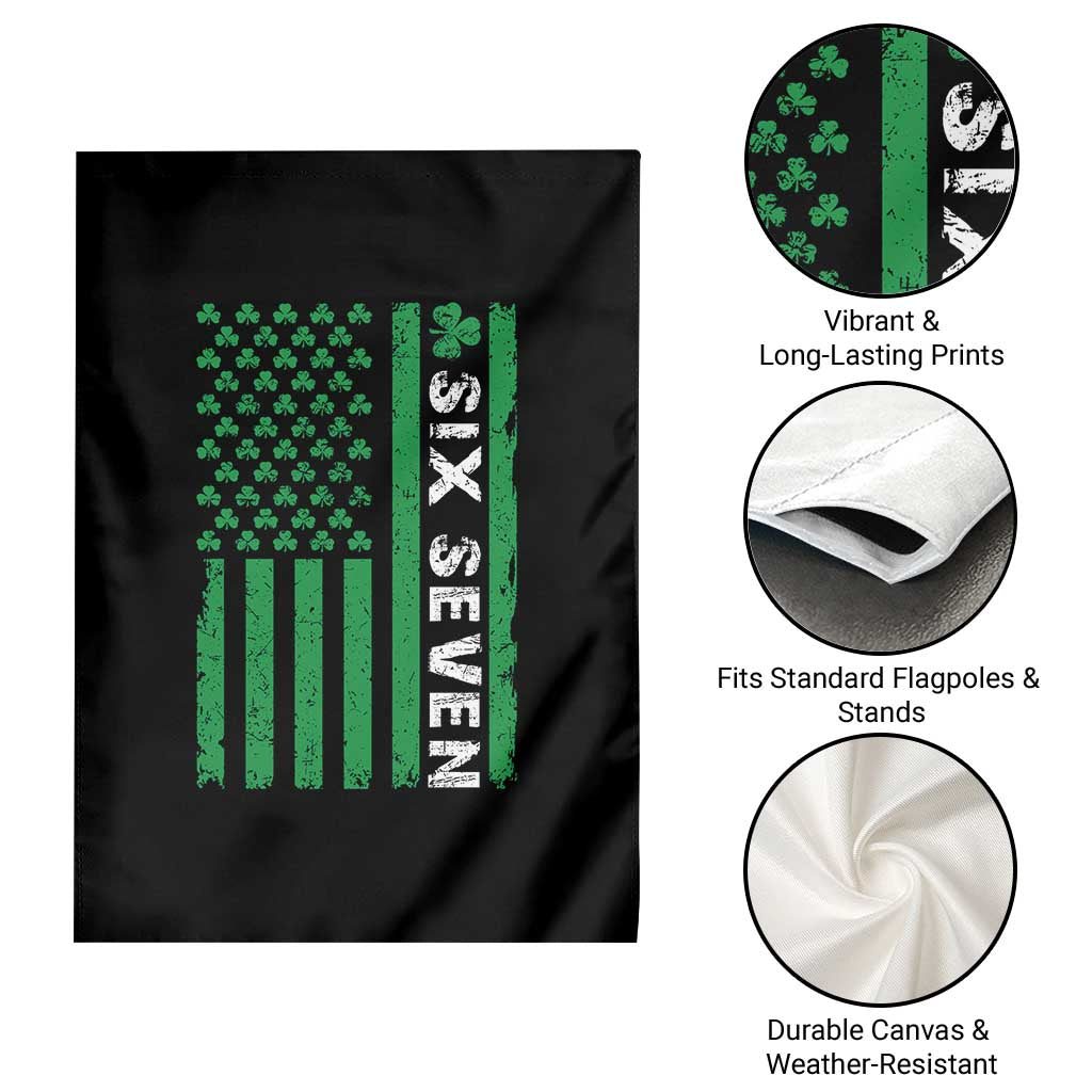 Six Seven 67 St Patricks Day Shamrock Vintage American Flag Garden Flag TS11 Print Your Wear