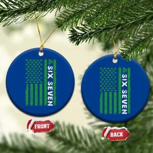 Six Seven 67 St Patricks Day Shamrock Vintage American Flag Ceramic Ornament TS11 1pc Blue Print Your Wear