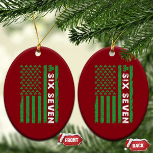 Six Seven 67 St Patricks Day Shamrock Vintage American Flag Ceramic Ornament TS11 Print Your Wear
