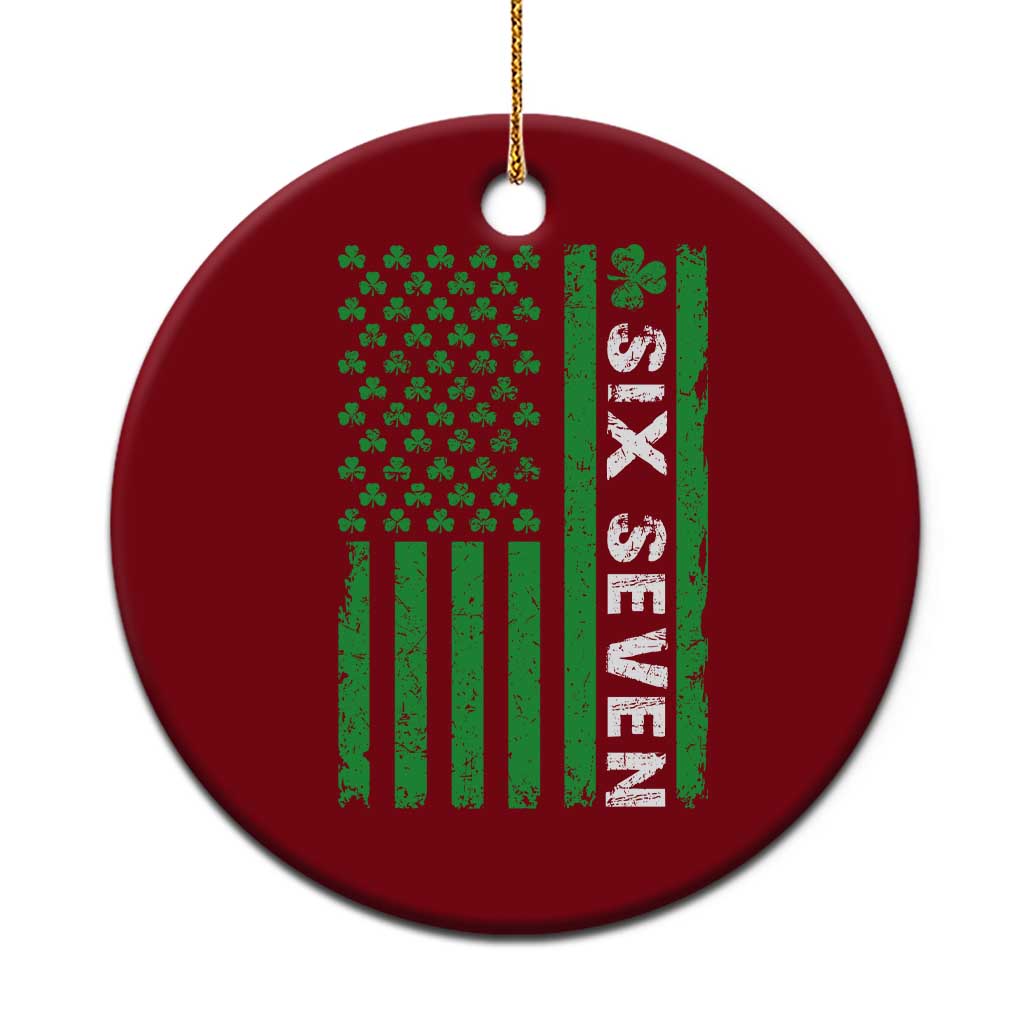 Six Seven 67 St Patricks Day Shamrock Vintage American Flag Ceramic Ornament TS11 1pc Red Print Your Wear