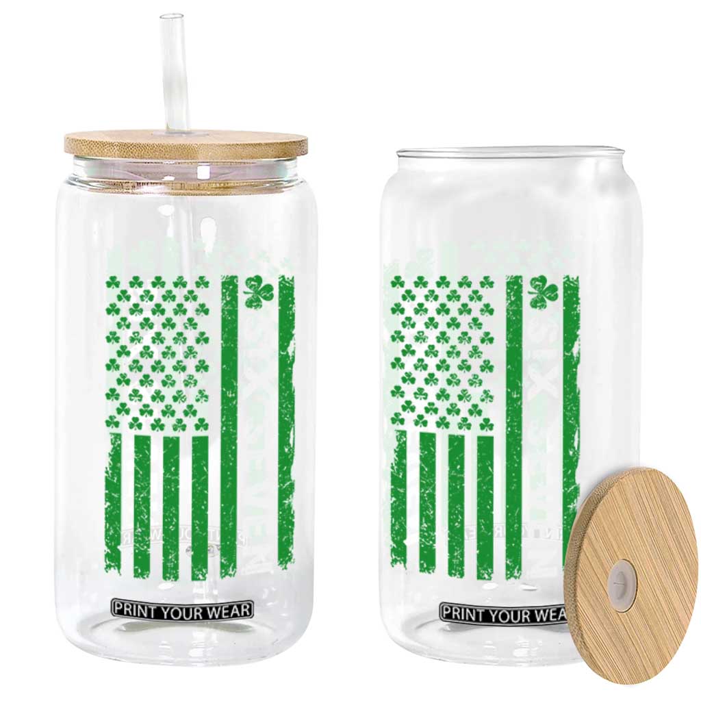 Six Seven 67 St Patricks Day Shamrock Vintage American Flag Glass Can TS11 Print Your Wear