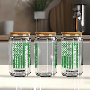 Six Seven 67 St Patricks Day Shamrock Vintage American Flag Glass Can TS11 Print Your Wear