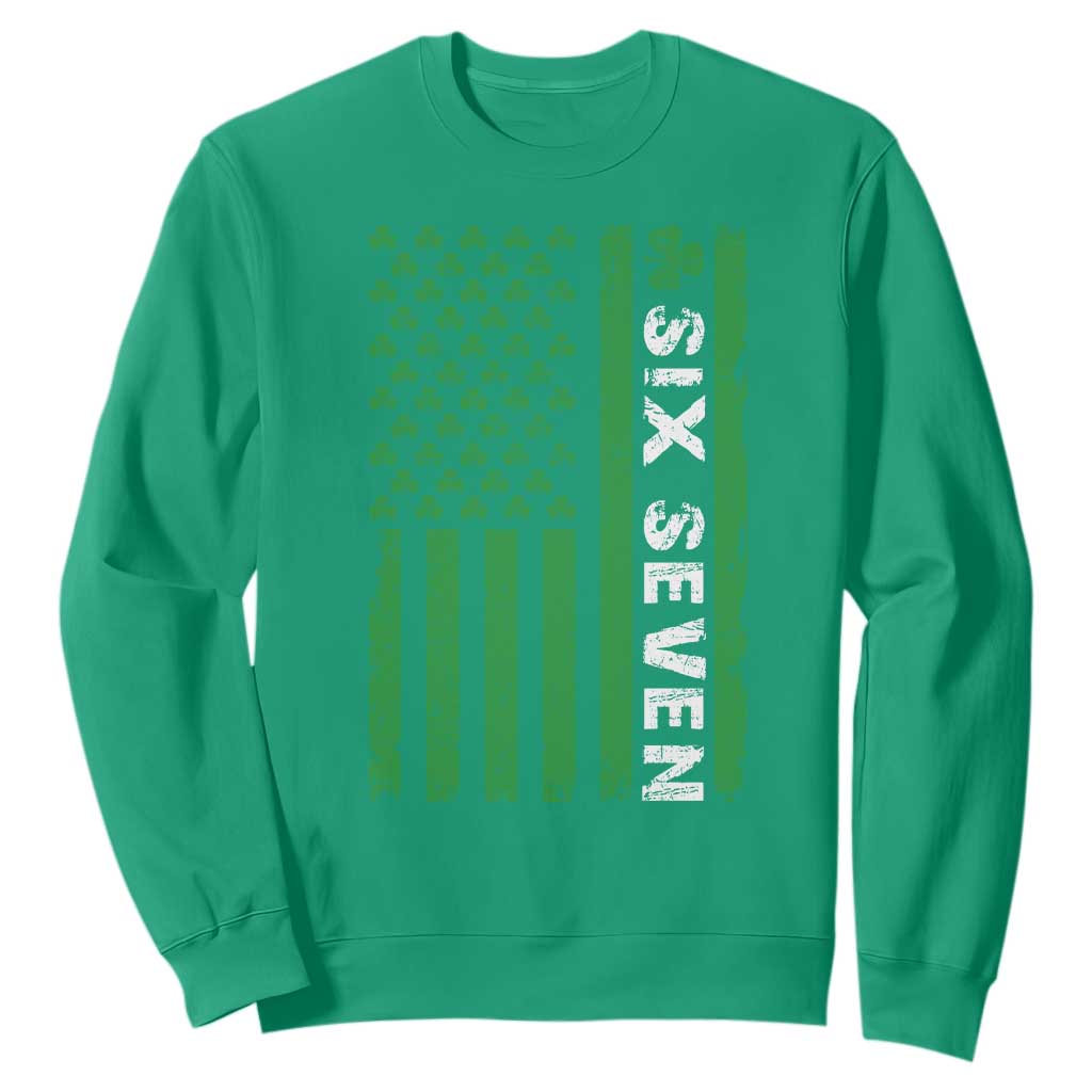 Six Seven 67 St Patricks Day Shamrock Vintage American Flag Sweatshirt TS11 Irish Green Print Your Wear