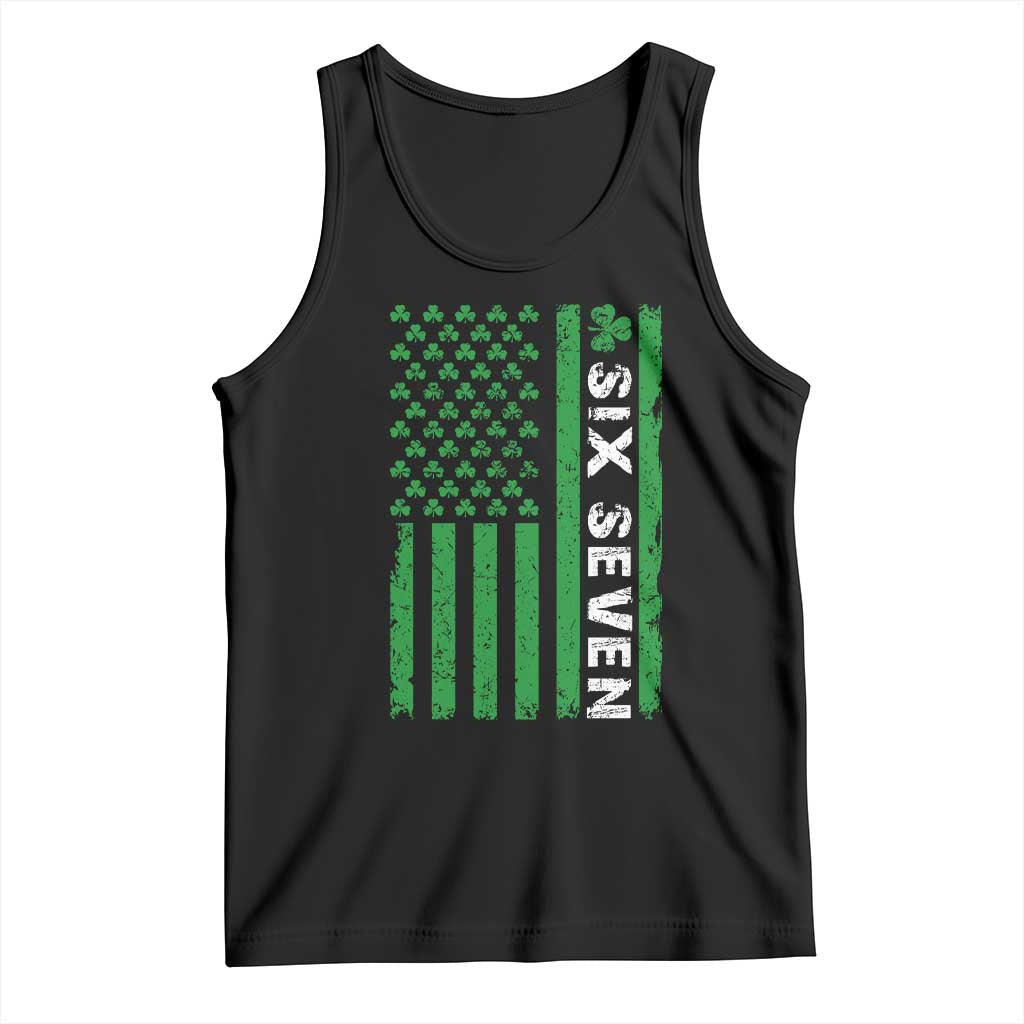 Six Seven 67 St Patricks Day Shamrock Vintage American Flag Tank Top TS11 Black Print Your Wear