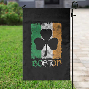 Boston St Patricks Day Garden Flag Distressed Shamrock Vintage Irish Flag TS11 Print Your Wear