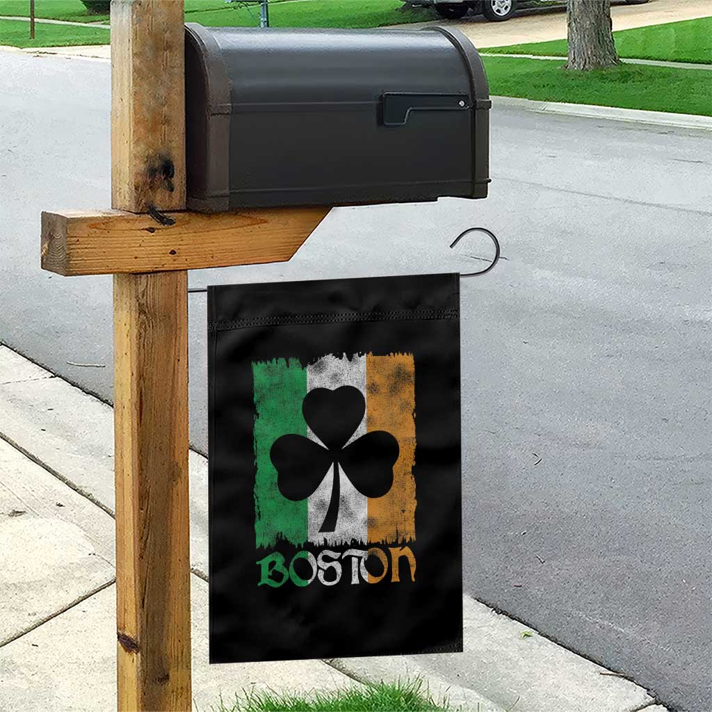 Boston St Patricks Day Garden Flag Distressed Shamrock Vintage Irish Flag TS11 Print Your Wear