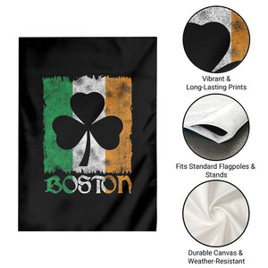 Boston St Patricks Day Garden Flag Distressed Shamrock Vintage Irish Flag TS11 Print Your Wear